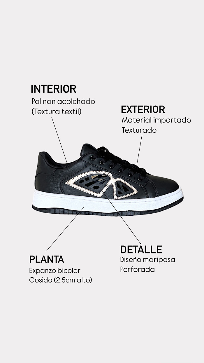 FLY 🦋 | Negro Dorado | Vegana - Imagen 3
